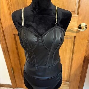 Guess Black Bustier with Gold Accents